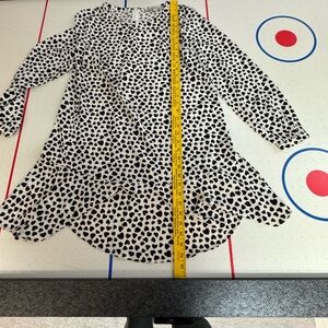 Loft Dress with Black Hearts on White, Flounce Hem, Size S